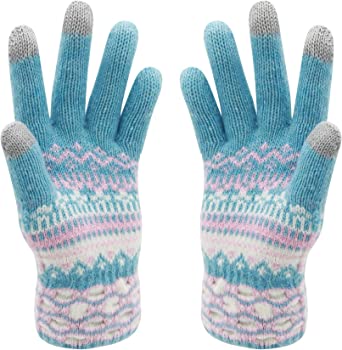 HOTER® Christmas Warm Gift! Men Four Snow Flower Print Wool Touch Screen Gloves