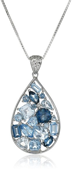 Sterling Silver Pendant Necklace with Mixed Topaz