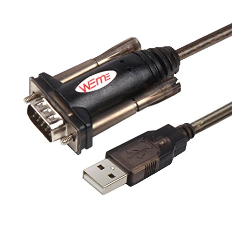 WEme USB to Serial (9-Pin) DB-9 RS-232 to Male A Converter Adapter 1.5m / 5ft Cable with Thumbscrews