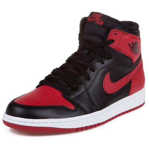 Nike Mens Air Jordan 1 Retro High OG "Bred" Leather Basketball Shoes