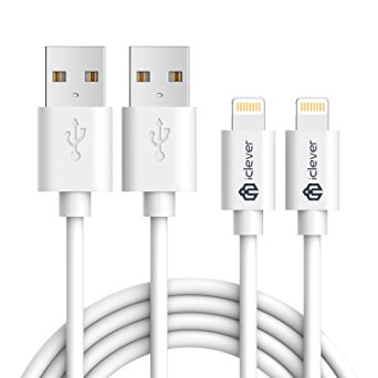 [Apple MFi Certified] iClever 2-Pack 6ft Lightning Cable, 8-Pin Lightning to USB Charge and Sync Charging Cable Cord for iPhone 7 / 6s / 6s Plus / 6 / 5s, iPad Air / Mini / Pro, White