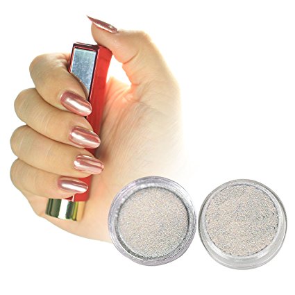 PrettyDiva Silver Chrome Pure Powder Mirror Effect Nail Powder Manicure Pigments