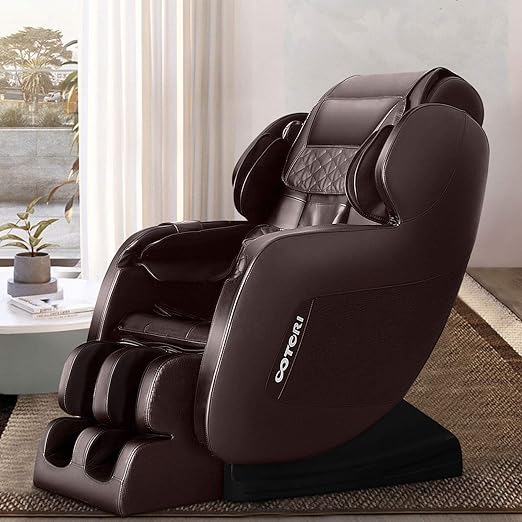 Massage Chair Zero Gravity Full Body Shiatsu with Airbags & Heating Vibration and Foot Roller,Brown