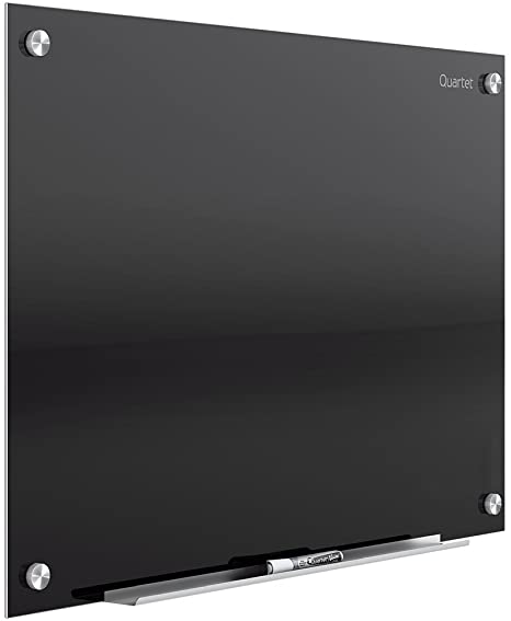 Quartet Glass Whiteboard, Magnetic Dry Erase White Board, 2' x 1.5', Black Surface, Infinity (G2418B)