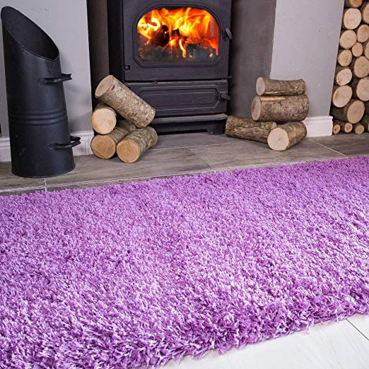 The Rug House Ontario Lilac Purple Fireside Fireplace Mantelpiece Hearth Shaggy Shag Fluffy Living Room Area Rug