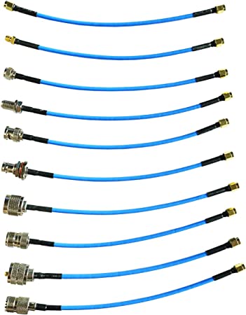 RTL-SDR Blog SMA Male to SMA, BNC, Type N, Type F, UHF M F RG402 20cm 10pc Pigtail Adapters Kit