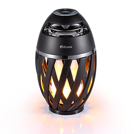 DIKAOU Led flame speaker, Torch atmosphere Bluetooth speakers&Outdoor Portable Stereo Speaker with HD Audio and Enhanced Bass,LED flickers warm yellow lights BT4.2 for iPhone/iPad /Android -Black