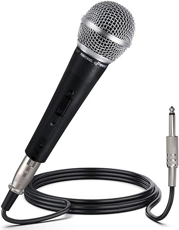 Pyle Microphone - Professional Dynamic Vocal Microphones, with ON/OFF Switch, Dynamic Cardioid, Handheld Mic for Singing, w/ 4.5 m – XLR Audio Cable, Compatible for Karaoke-Speaker-Speech-Amp-Mixer