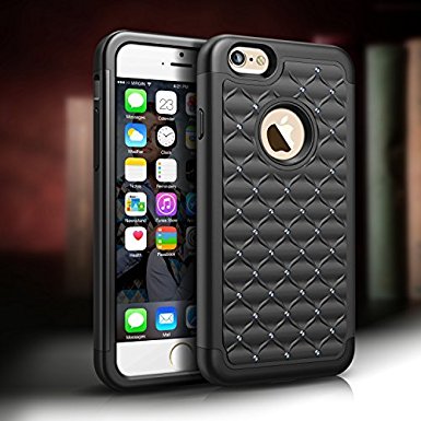 Case for iPhone 6, Tough Body Armor Protective Bling Phone Case Cover for iPhone 6 4.7'' (Black)