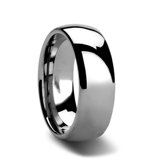Men's 8mm Titanium Wedding Rings Classy High Polished Dome Band in Comfort Fit Size 6 - 15