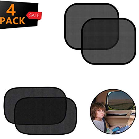RockBirds Car Window Shade, Car Sun Shade Cling Sunshade for Car Windows UV Rays 80 GSM with 15s Protection for Your Child 20"x 12" and 17"x 14" (4 Pack)