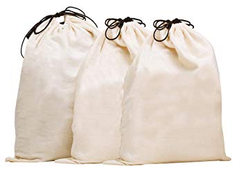 Misslo Set of 3 Cotton Breathable Dust-proof Drawstring Storage Pouch Bag