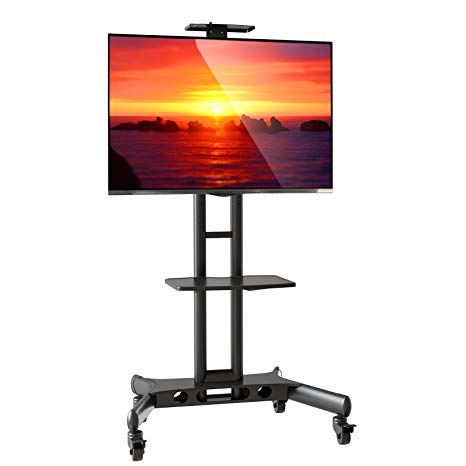 Mount Factory Rolling TV Stand Mobile TV Cart for Flat Screen, LED, LCD, OLED, Plasma, Curved TV's - with Mount for 40 in. - 65 in. Universal Mount with Wheels