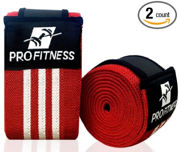 ProFitness Weightlifting Knee Wraps (Pair) – Adjustable Compression Sleeves for Cross Training, Squats, Powerlifting, Weightlifting – Improved Gym Workout Strength & Stability – Unisex