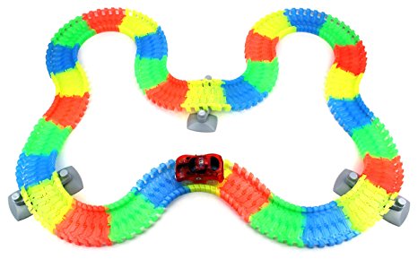 Create A Road Glow in the Dark 192 Piece Toy Car & Flexible Track Playset w/ Toy Car, Flashing LED Lights