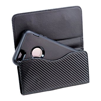 XXL Size Samsung Galaxy Note 8 Black Leather Belt Clip Pouch Case Cover Holster ( the phone with OTTER BOX SYMMETRY / Defender / LIFEPROOF / Extended Battery or Thick Case On)