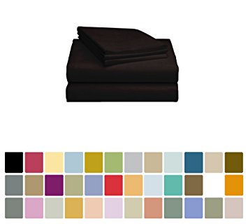 LuxClub Bamboo Sheet Set - Viscose from Bamboo - Eco Friendly, Wrinkle Free, Hypoallergenic, Antibacterial, Moisture Wicking, Fade Resistant, Silky, Stronger & Softer than Cotton - Black King