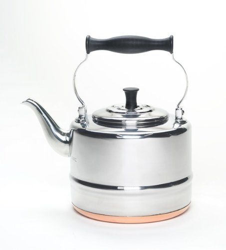 BonJour Tea Stainless Steel and Copper-Base Gooseneck Teapot  Teakettle 2-Quart