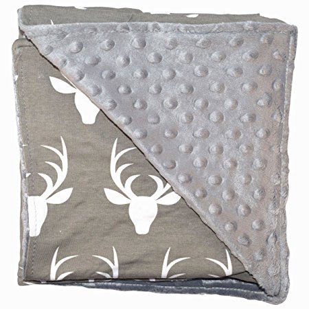 Unique Baby Soft Textured Minky Dot Blanket, Moose Grey