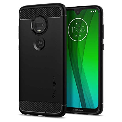 Spigen Rugged Armor Works with Moto G7 Case (2019) - Matte Black