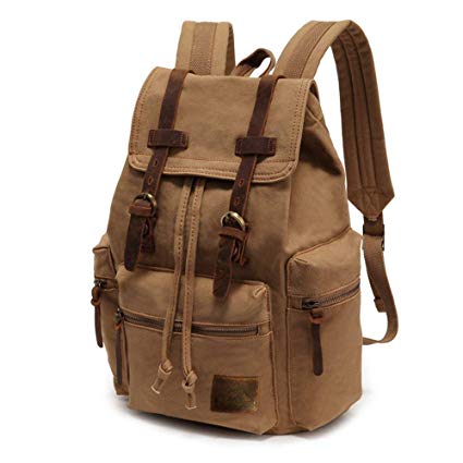 High Capacity Canvas Vintage Backpack - for School Hiking Travel 12-15" Laptop