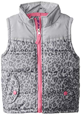 Pink Platinum Girls' Puffer Vest In Cheetah Print