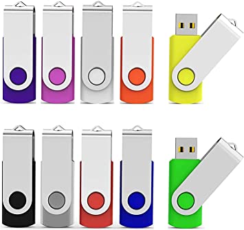 Aiibe 10 Pack 64GB USB Flash Drives Thumb Drive Jump Drives 64GB 2.0 Flash Drive Bulk (10 Mixed Colors)