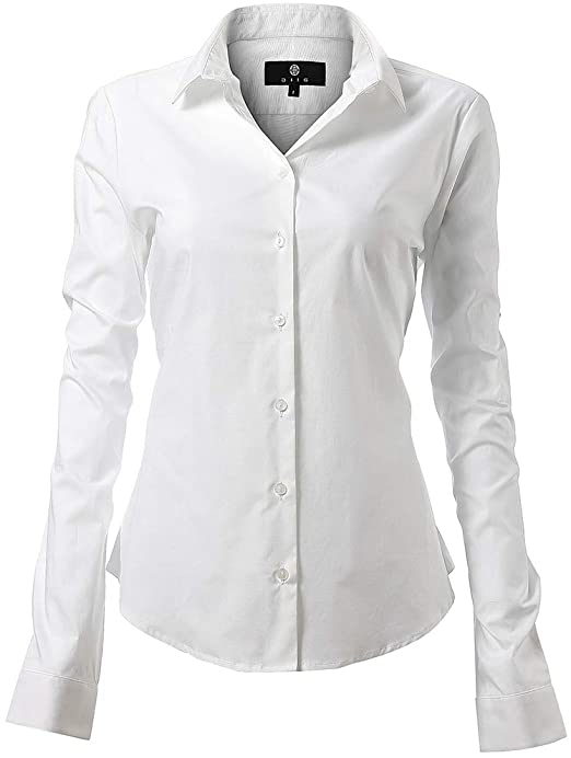 diig Dress Shirt for Women - Long Sleeve Women Tops Blouses, White Red XS M 2 XL