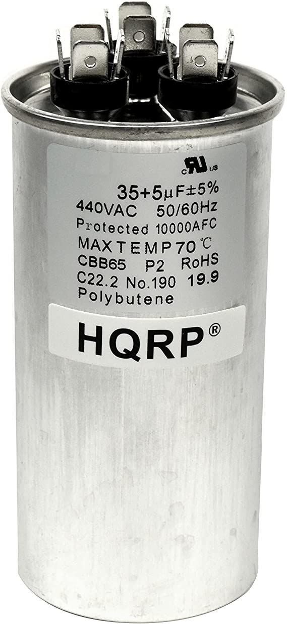 HQRP 35uf 5uf 370-440V Dual Run Capacitor Works with CBB65 AC Electric Motor Start HVAC Blower Compressor Furnace 35MFD 5MFD CBB65-R Z97F9834 97F9834 UL Listed