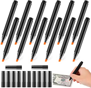 12 Pieces Counterfeit Bill Detector Pen Money Checker Device Fake Bill Detector Pen Currency Detector Pen for Counterfeit Cash Detection Cash Currency Note, Check Fake Bills