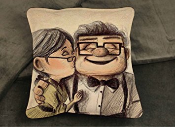Disney Pixar Carl and Ellie Up Movie Pillow Case Two Sides 20 x 20