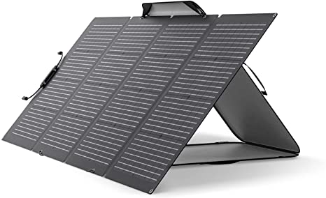 EF ECOFLOW 220Watt Bifacial Foldable Solar Panel, Complete with Adjustable Kickstand, Waterproof IP68 & Durable for Off The Grid Living