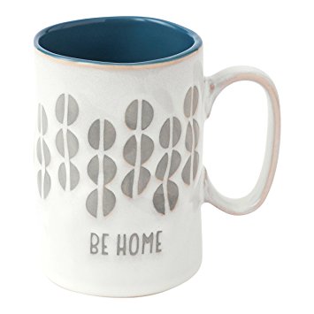 Hallmark Home Stoneware Mug, "Be Home" Circle Pattern with Dark Teal Interior Glaze