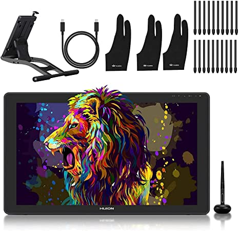 2020 HUION KAMVAS 22 Plus Graphics Drawing Monitor with Screen Full Laminated 140% sRGB, Android Support Battery-Free 8192 Pressure Levels Stylus Tilt Drawing Pen Tablet, 21.5IN Pen Display with Stand