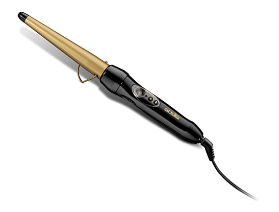 Andis 37320 Professional 1 Inch 450ºF High Heat Ceramic Hair Conical Curling Wand with Dual Voltage and Auto Shut-off, Gold