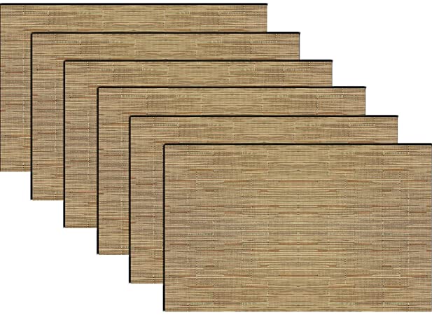 pigchcy Placemats,Washable Vinyl Woven Table Mats,Elegant Heat-Resistant Placemats for Dining Table Set of 6(18"X12",Camel Tan)