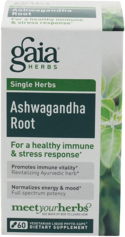 Gaia Herbs Ashwagandha Root 60ct Healthy Immune Helps Stress Energy Mood