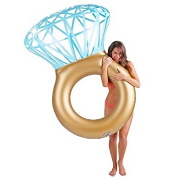 Large Diamond Ring Pool Float Set! Includes One Giant Diamond Ring Pool Float And Three Diamond Ring Beverage Holders! Luxurious Way To Relax In The Water!