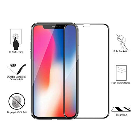 REMAX Caesar Full Coverage Tempered Glass Anti-Privacy 3D Curved Touch HD Clear Anti-Scratch 9H Hardness Screen Protector Glass Guard for iPhone X (Black)