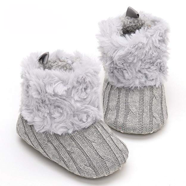 LIVEBOX Infant Baby Cotton Knit Premium Soft Sole Anti-Slip Mid Calf Warm Winter Prewalker Toddler Boots