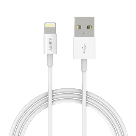 New Release Aukey 8 Pin Lightning to USB Cable Charging Cable Cord 33ft  1m Apple MFi Certified with Ultra Compact Connector Head for Apple iPhone iPad and iPod 24 Months Warranty
