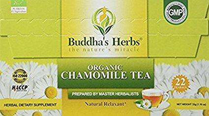 Organic Chamomile Tea - (4 Pack) 22 Count Tea Bags - Certified Organic by EU Agriculture