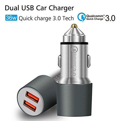 Quick Charge 3.0 Car Charger, JDB 36W Dual Port USB Car Charger Adapter Fast Charger for Mobile Phones,Tablets,iPhone, Samsung,LG,HTC,Nexus,iPad, LG, Nexus, HTC, Motorola etc