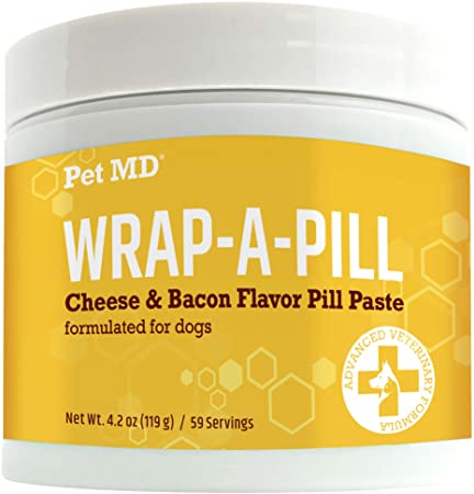 Pet MD Wrap A Pill Cheese & Bacon Flavor Pill Paste for Dogs - Make a Pocket or Pouch to Hide Pills & Medication - 4.2 oz
