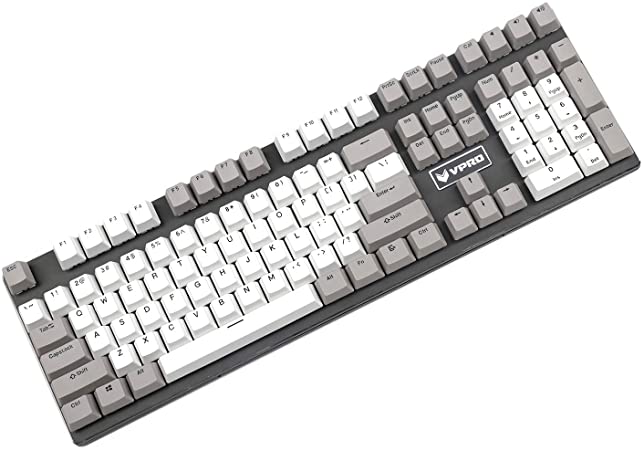 YMDK 108 104 PBT Double Shot Non Shine Through ANSI OEM Profile KEYCAP for MX Mechanical Keyboard (ONLY KEYCAP) (White Gray Mixed)