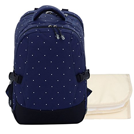 Damero Travel Nappy Changing Backpack with Changing Pad (Blue with dots)