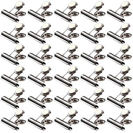 Z ZICOME 30 Pack 1.2" Refrigerator Magnet Clips, Magnetic Whiteboard Wall Memo Note Clip Metal Clips for Photo Displays, House Office School Use, Office Organizing, Hanging Home Decoration