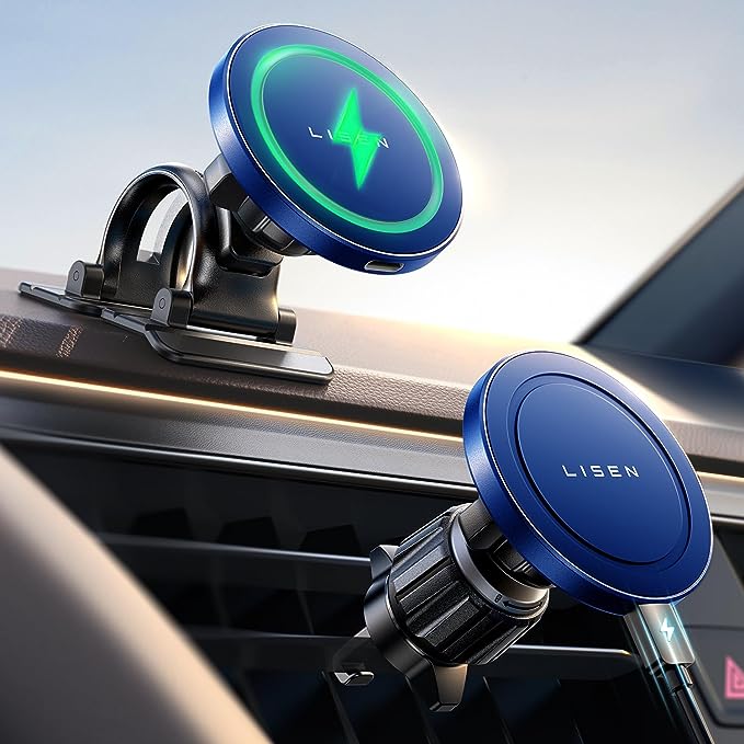 LISEN for Magsafe Car Mount Charger, 15W Wireless Car Charger for iPhone [Powerful Magnets] Universal Phone Holder for car Fits iPhone 15 14 13 12 Magsafe Case