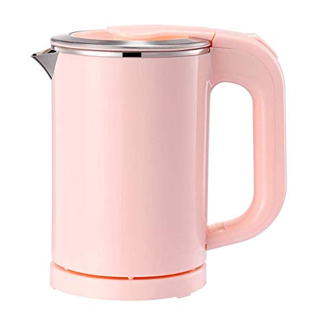 Portable Electric Kettle - 0.5L Mini Stainless Steel Travel Kettle - Water Touch Inner Surface without Plastic & Cool Touch Outer Surface (Pink)