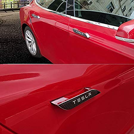 TeslaHome Car Door Handle Cover Trim Handle Protector Sticker,Model S Door Handle Carbon Fiber Decal for Tesla (4 pieces of a set) (For Model S)
